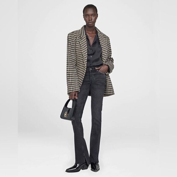 NWT Anine Bing Tristen Skinny Black Jeans Stoned Flare Mid Rise Size 23 - Picture 6 of 12